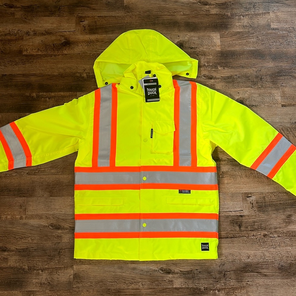 NWT Tough Duck Hi Vis Rain Coat